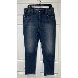 Chicos Womens Boyfriend Ankle‎ Jeans Size 12R Blue Light Wash High Rise Stretch